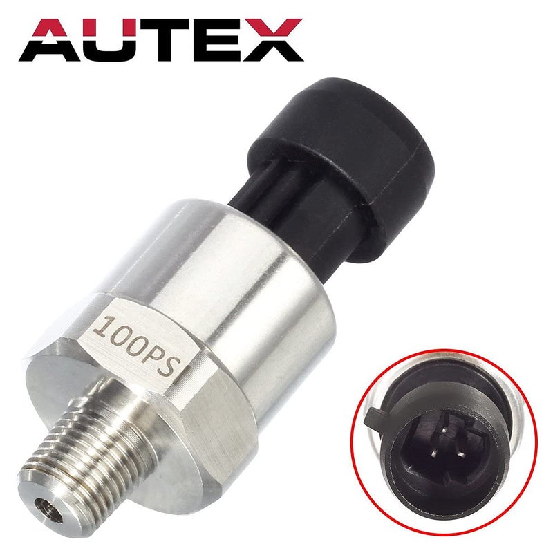 AUTEX 100psi Pressure Transducer Sensor, 0-100 Psi Pressure Sender 1/8" -27 NPT Oil Pressure Transmitter 316 Stainless Steel with Connector Harness Kit For Oil Fuel Air Water Pressure - Image 2